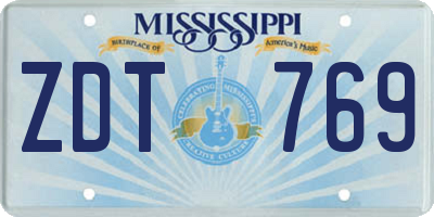 MS license plate ZDT769