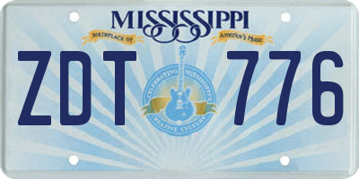 MS license plate ZDT776