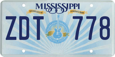 MS license plate ZDT778