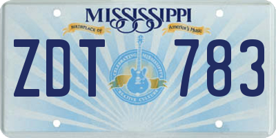 MS license plate ZDT783