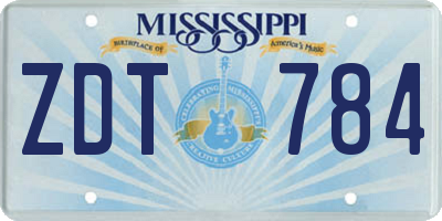 MS license plate ZDT784