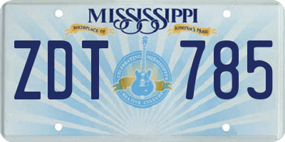 MS license plate ZDT785