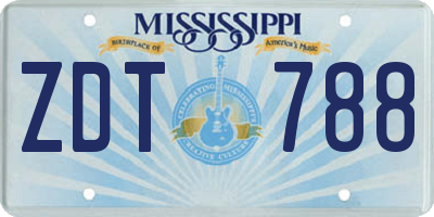 MS license plate ZDT788