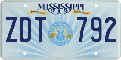 MS license plate ZDT792