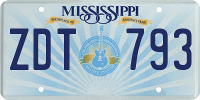 MS license plate ZDT793