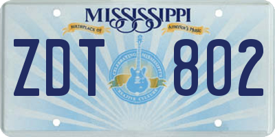 MS license plate ZDT802