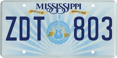 MS license plate ZDT803