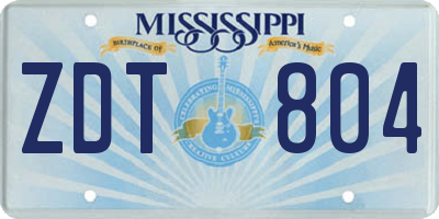 MS license plate ZDT804