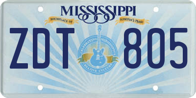 MS license plate ZDT805