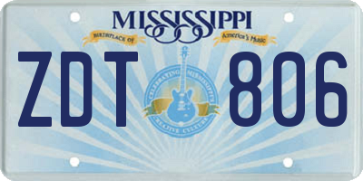 MS license plate ZDT806