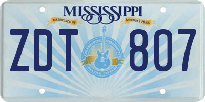 MS license plate ZDT807