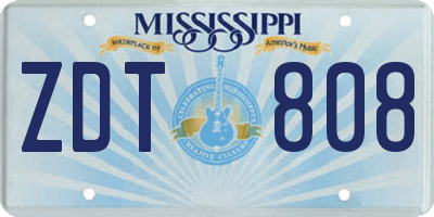 MS license plate ZDT808