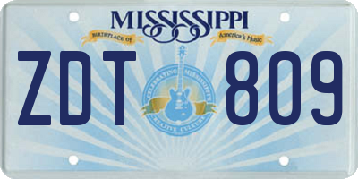 MS license plate ZDT809