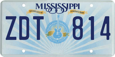 MS license plate ZDT814