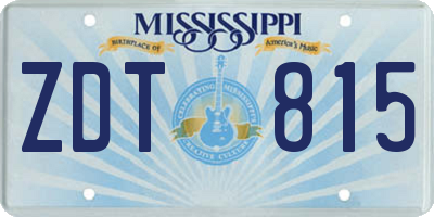 MS license plate ZDT815