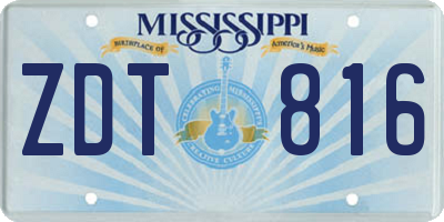 MS license plate ZDT816