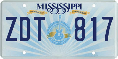 MS license plate ZDT817