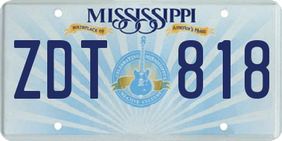 MS license plate ZDT818