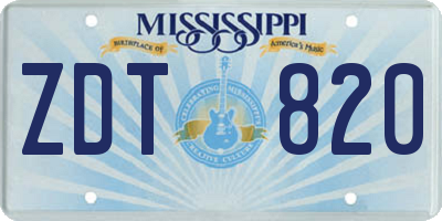 MS license plate ZDT820