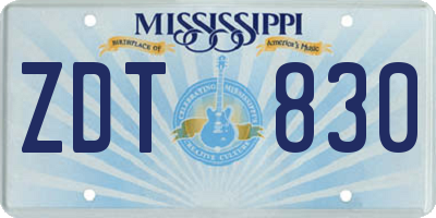 MS license plate ZDT830