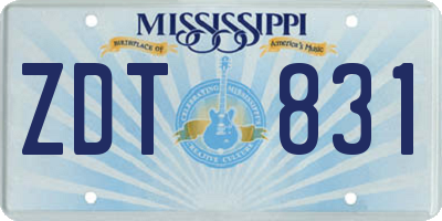 MS license plate ZDT831