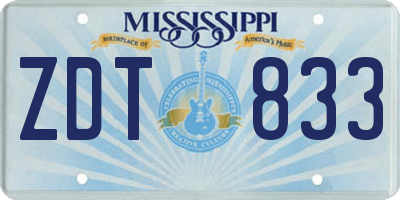 MS license plate ZDT833