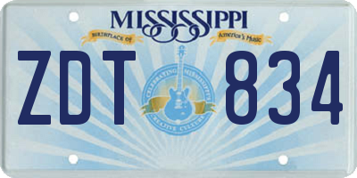 MS license plate ZDT834