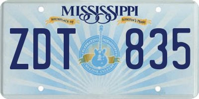 MS license plate ZDT835