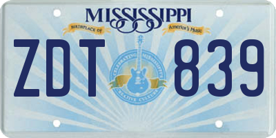 MS license plate ZDT839