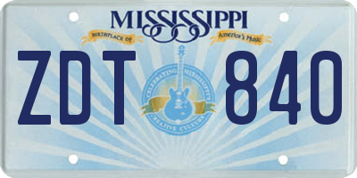 MS license plate ZDT840