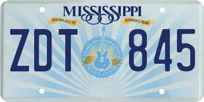 MS license plate ZDT845