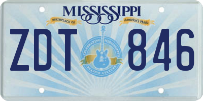 MS license plate ZDT846