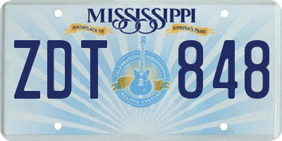 MS license plate ZDT848