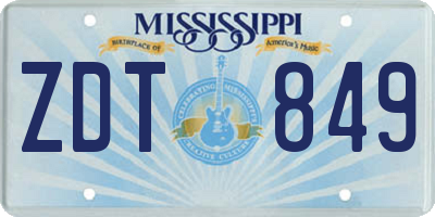 MS license plate ZDT849