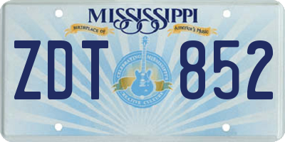 MS license plate ZDT852