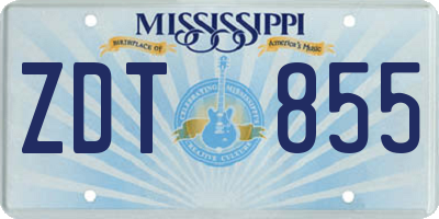 MS license plate ZDT855