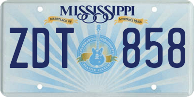 MS license plate ZDT858