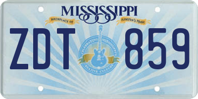 MS license plate ZDT859