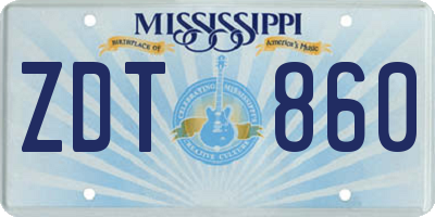 MS license plate ZDT860