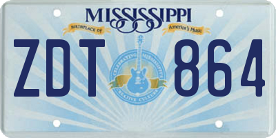 MS license plate ZDT864