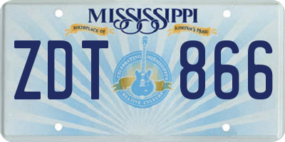 MS license plate ZDT866