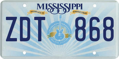 MS license plate ZDT868