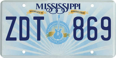 MS license plate ZDT869