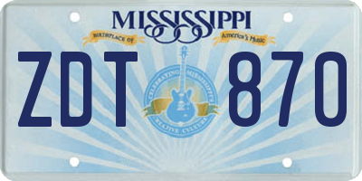 MS license plate ZDT870