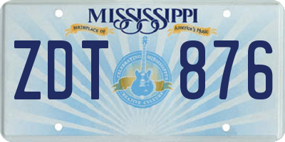 MS license plate ZDT876