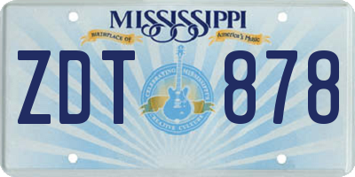 MS license plate ZDT878