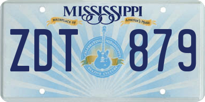 MS license plate ZDT879