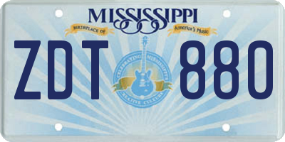 MS license plate ZDT880