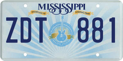 MS license plate ZDT881