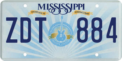 MS license plate ZDT884
